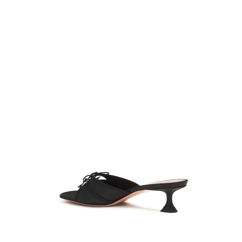 Amina Muaddi Eleonora Mules Sandals in Black Silk