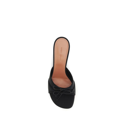 Amina Muaddi Eleonora Mules Sandals in Black Silk
