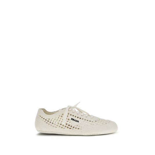 Prada Ivory Collapse Crochet Laced Sneakers
