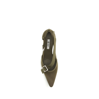 Prada Military Green Mid Heel Canvas Pumps