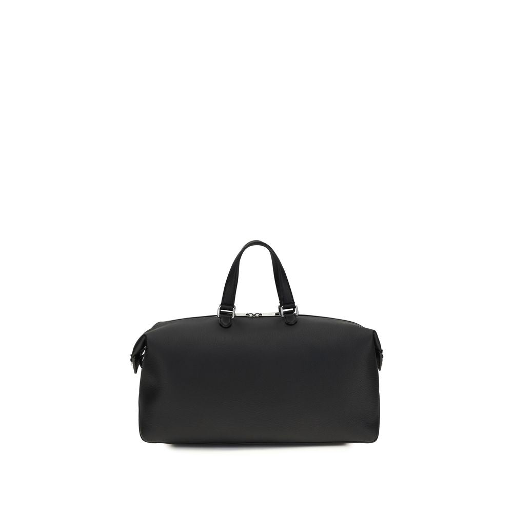 Fendi Black Calf Leather Lui Travel Duffle Bag