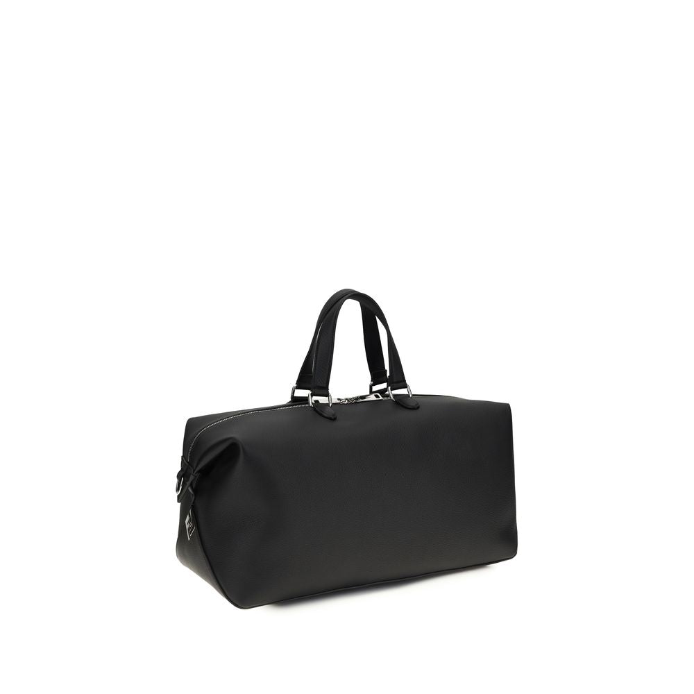 Fendi Black Calf Leather Lui Travel Duffle Bag