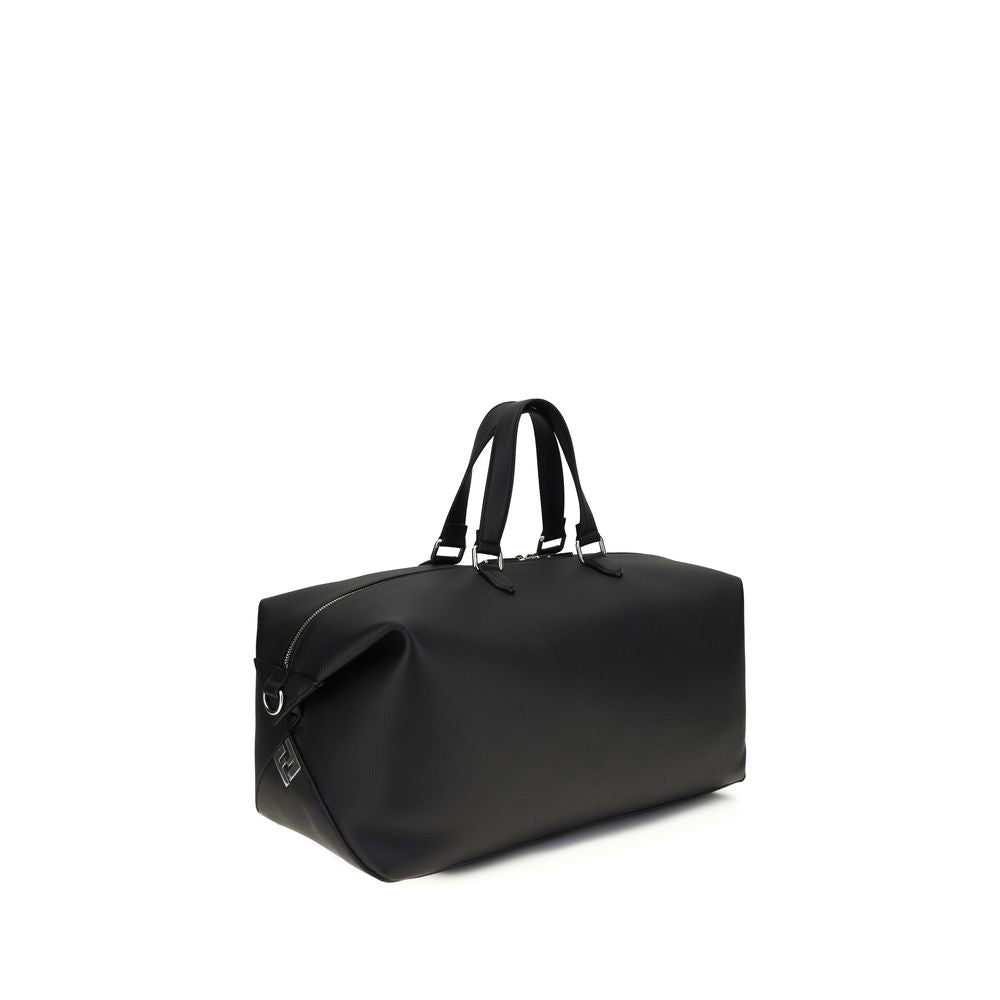 Fendi Black Calf Leather Lui Travel Duffle Bag