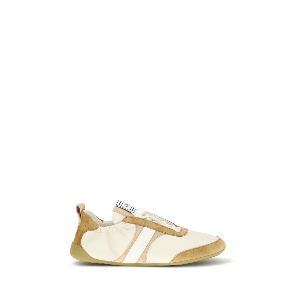 Chloé Beige Goatskin Athletic Kick Sneakers
