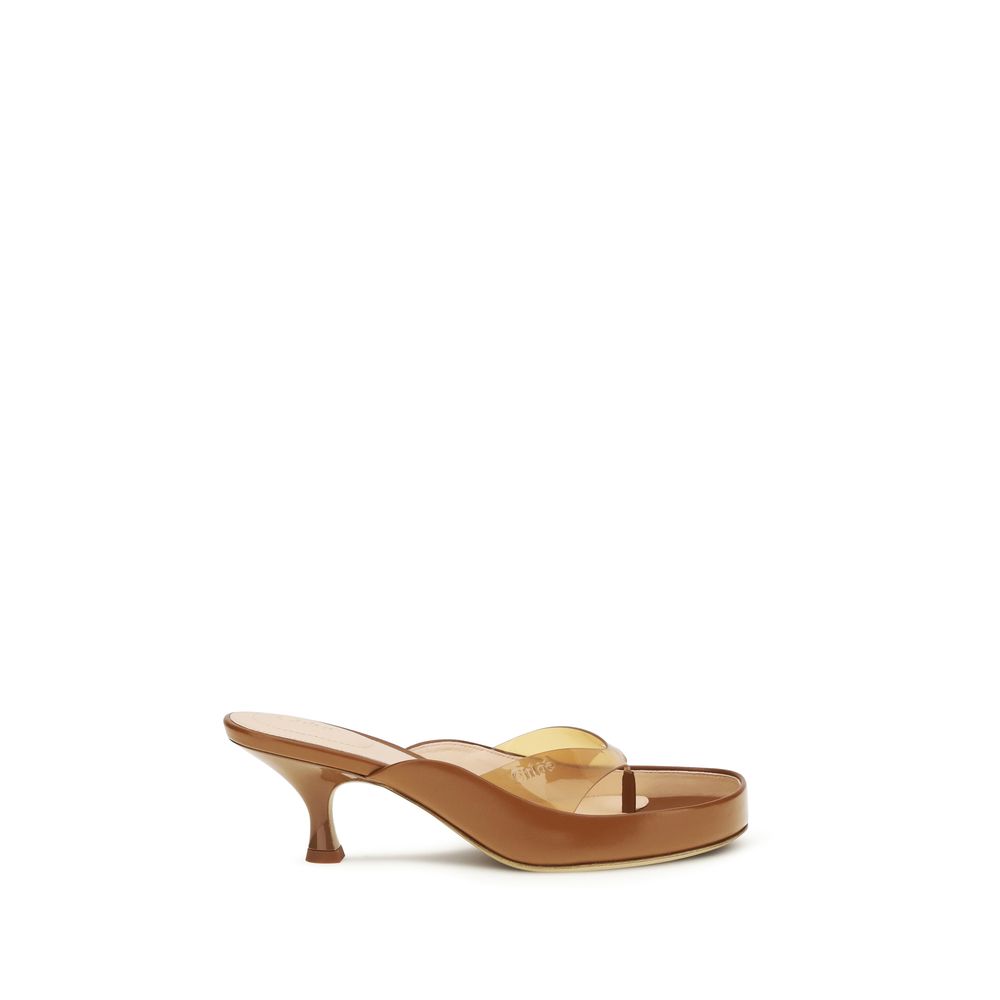 Chloé Brown Calf Leather Bos Taurus Stiletto Heel Sandals - Junie Sandals