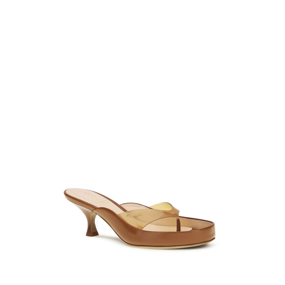 Chloé Brown Calf Leather Bos Taurus Stiletto Heel Sandals - Junie Sandals
