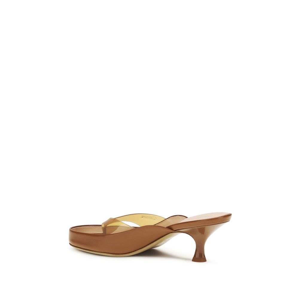 Chloé Brown Calf Leather Bos Taurus Stiletto Heel Sandals - Junie Sandals