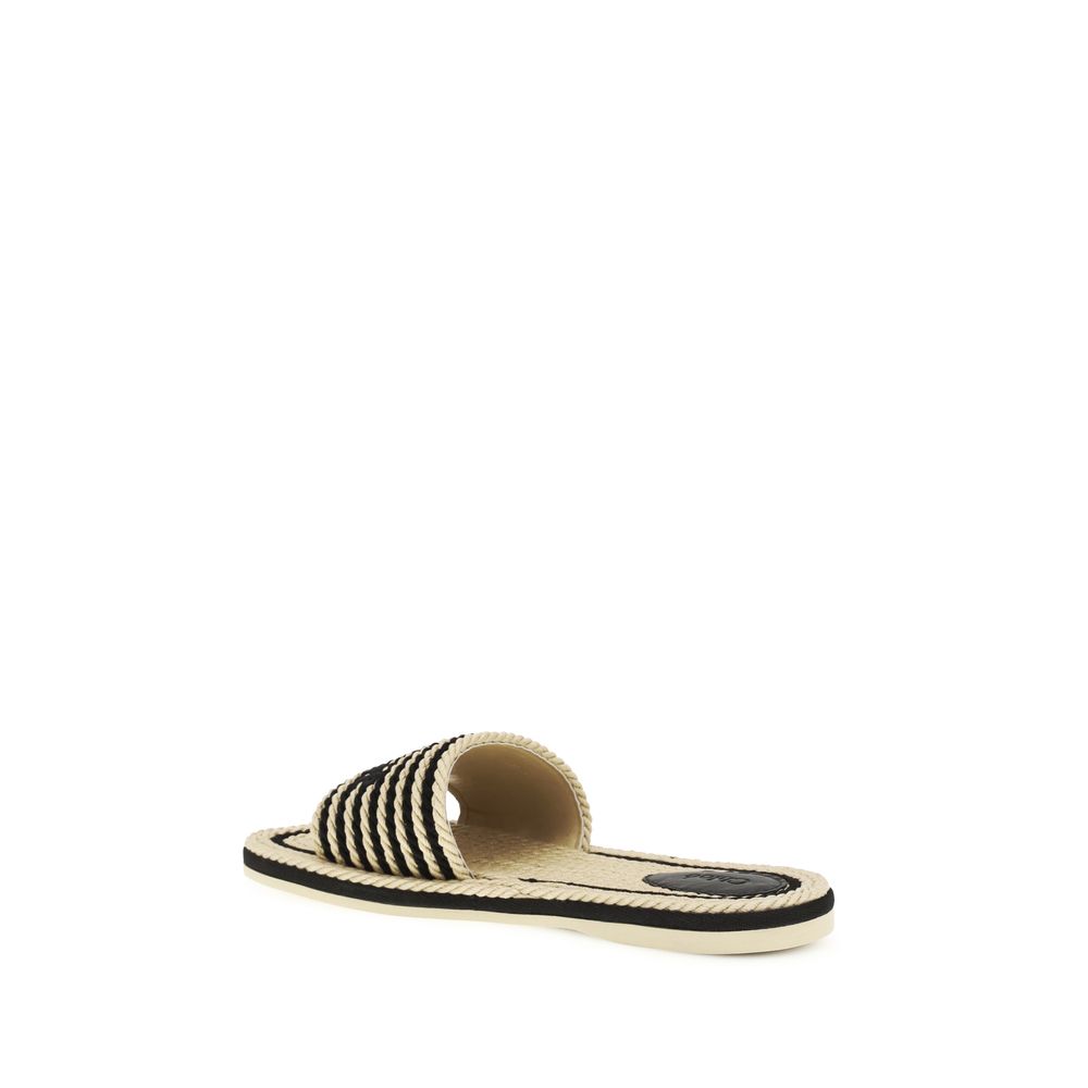 Chloé Sand Raffia Nautical Sandals