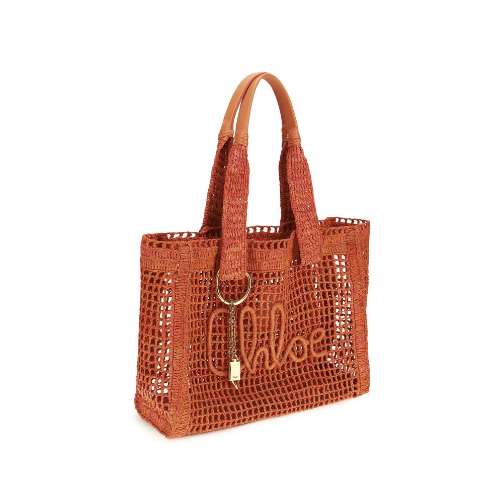 Chloé East-West Summer Banana Raffia Tote Bag