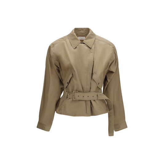 Saint Laurent Short Belted Jacket in Beige Polyamide
