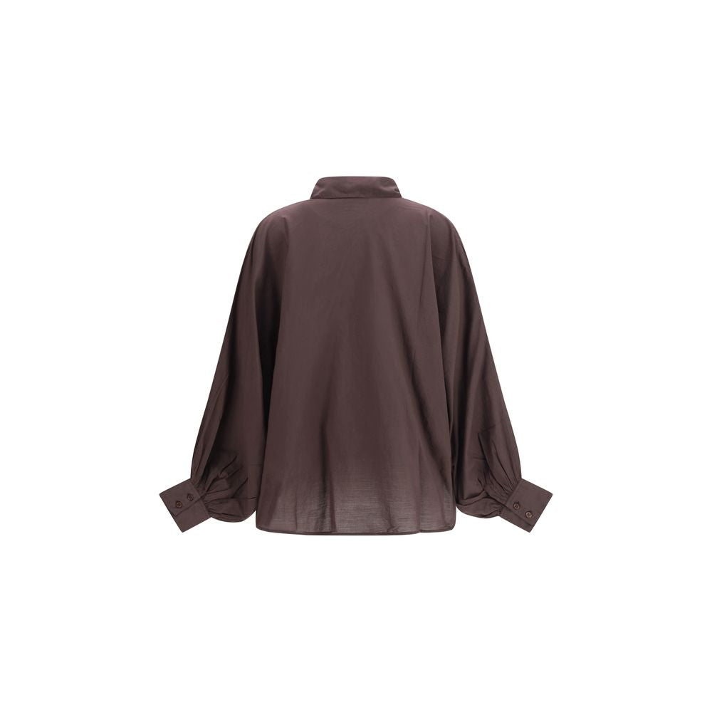 SOSUE Brown Cotton Shirt - Antonia Voile Shirt