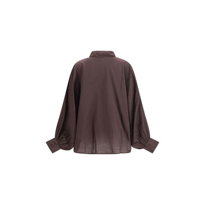 SOSUE Brown Cotton Shirt - Antonia Voile Shirt