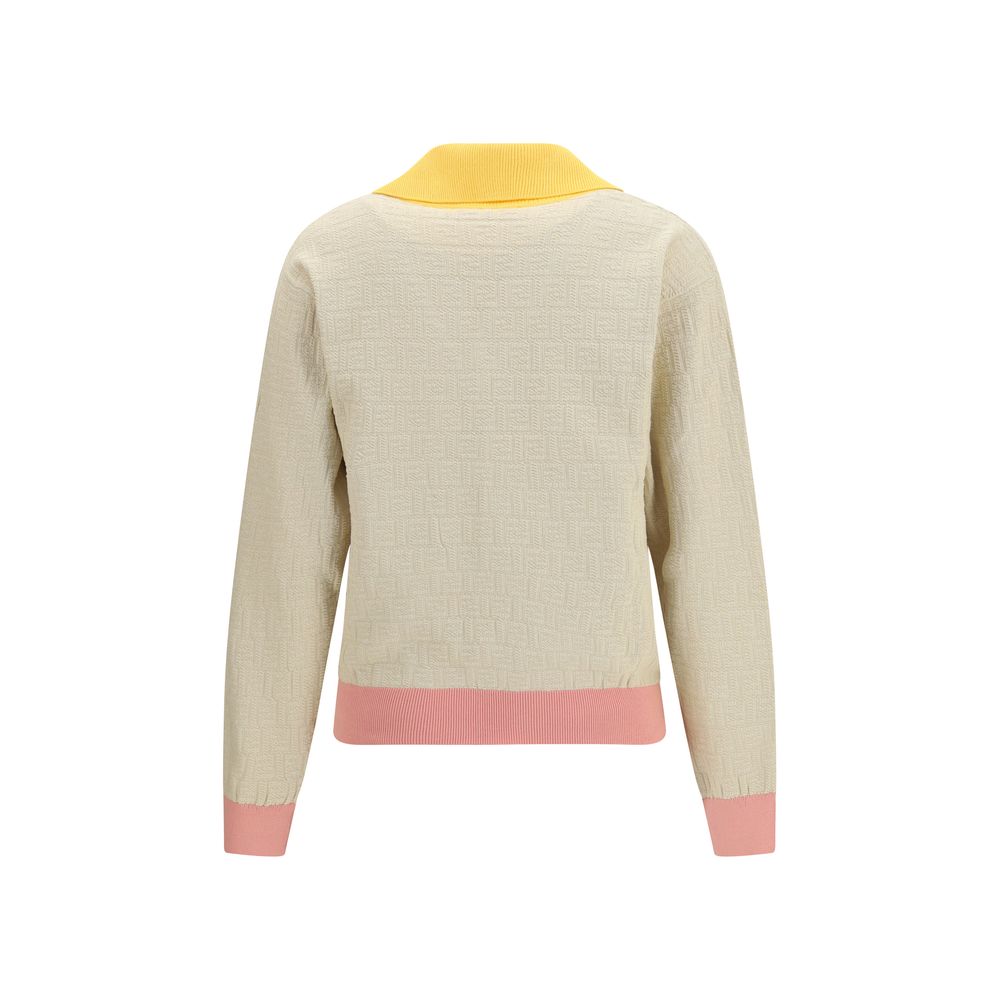 Fendi Beige FF Color Block Sweater for Women