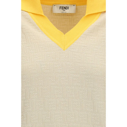 Fendi Beige FF Color Block Sweater for Women
