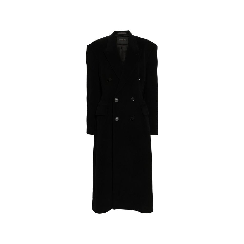 Balenciaga Black Cashmere Wool Blend Oversized Coat