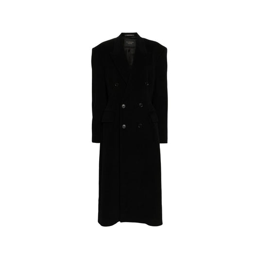 Balenciaga Black Cashmere Wool Blend Oversized Coat