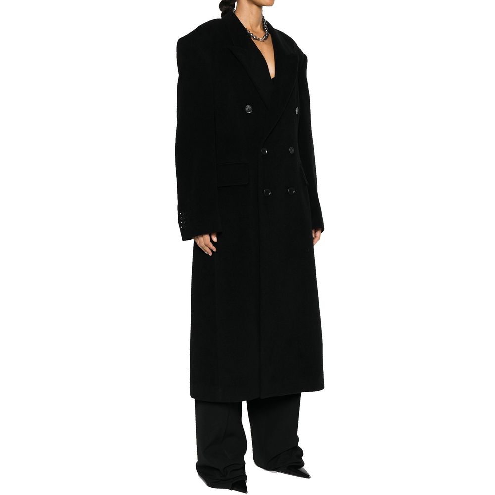 Balenciaga Black Cashmere Wool Blend Oversized Coat