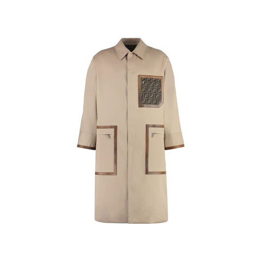 Fendi Beige Reversible Cotton Trench Coat for Men