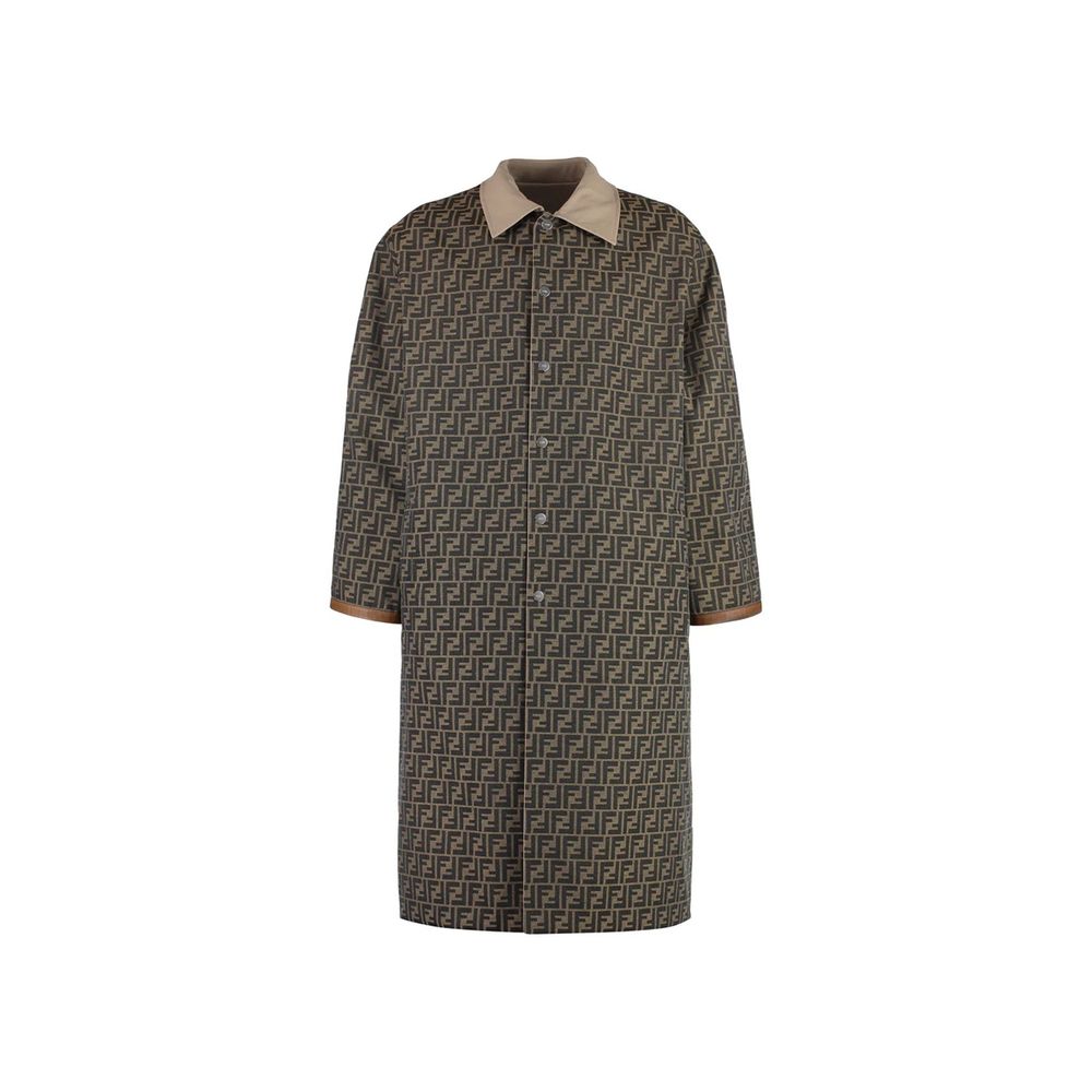 Fendi Beige Reversible Cotton Trench Coat for Men