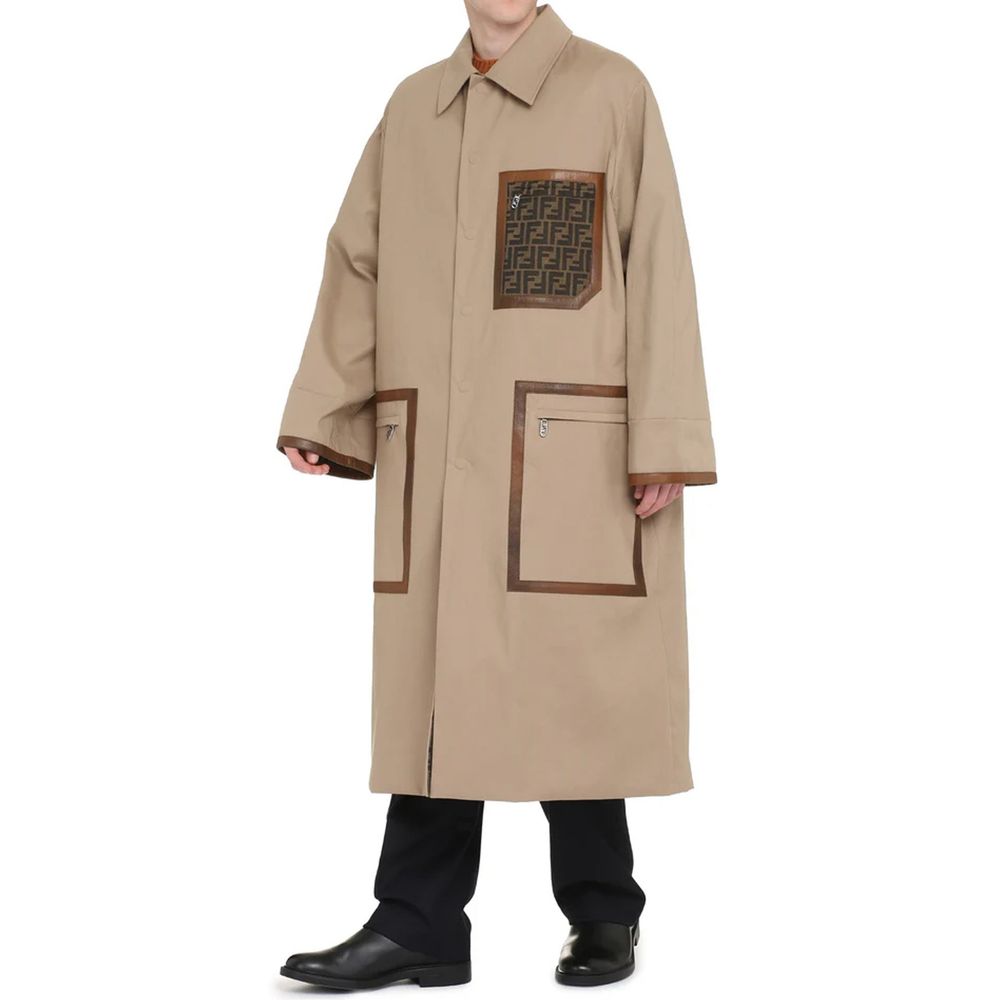 Fendi Beige Reversible Cotton Trench Coat for Men