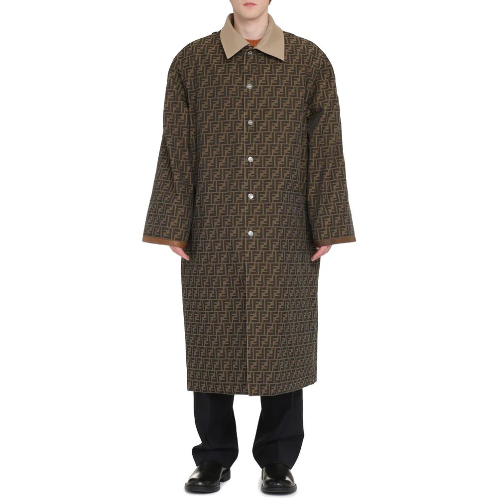 Fendi Beige Reversible Cotton Trench Coat for Men