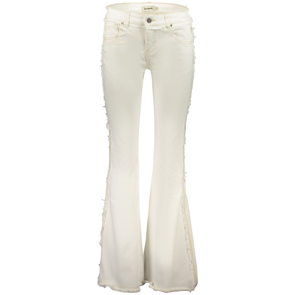 Desigual White Cotton Flared Jeans - Embrace Your Bold Style