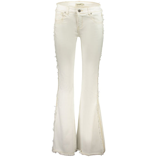 Desigual White Cotton Flared Jeans - Embrace Your Bold Style
