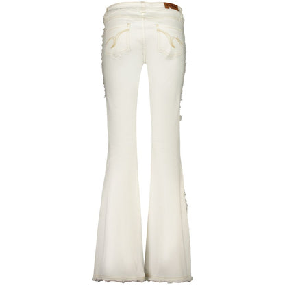 Desigual White Cotton Flared Jeans - Embrace Your Bold Style