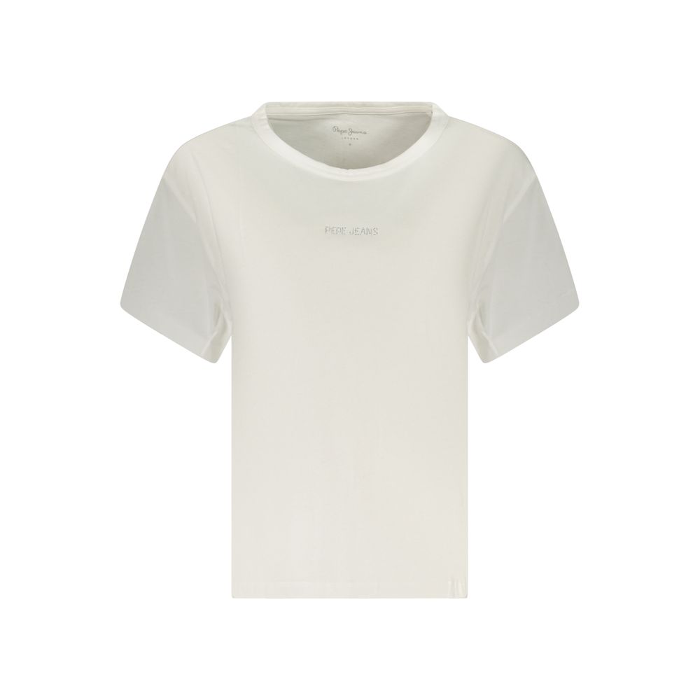 Pepe Jeans White Cotton T-Shirt - Effortless Style Meets Sustainability