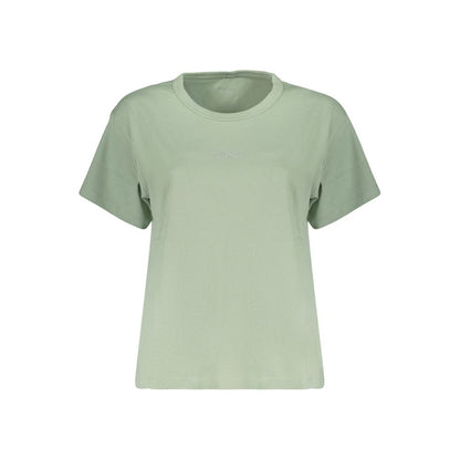 Pepe Jeans Green Cotton T-Shirt with Rhinestone Detailing