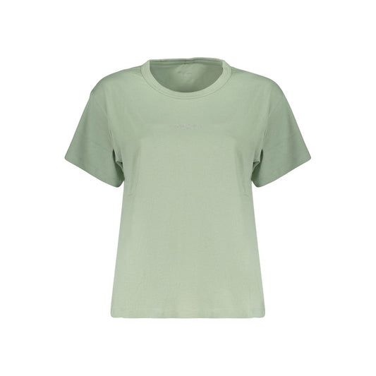 Pepe Jeans Green Cotton T-Shirt with Rhinestone Detailing