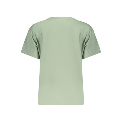 Pepe Jeans Green Cotton T-Shirt with Rhinestone Detailing
