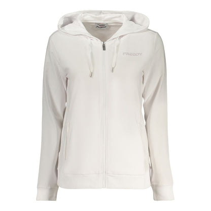 Freddy White Cotton Zip-Up Hooded Sweatshirt