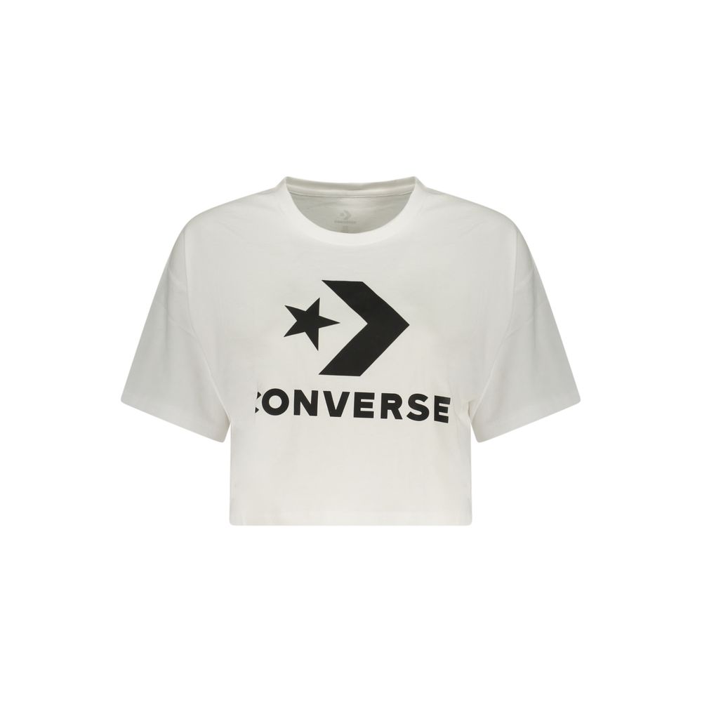 Converse White Cotton Cropped T-Shirt