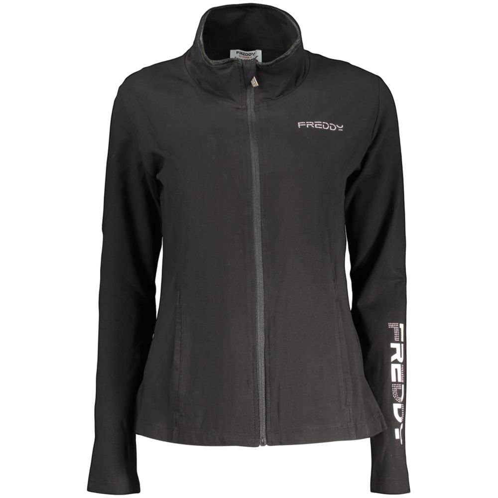 Freddy Black Cotton Zip-Up Sweatshirt - Stylish Comfort for Active Living
