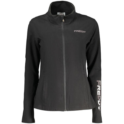 Freddy Black Cotton Zip-Up Sweatshirt - Stylish Comfort for Active Living