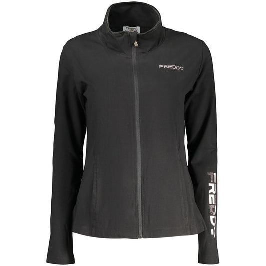 Freddy Black Cotton Zip-Up Sweatshirt - Stylish Comfort for Active Living