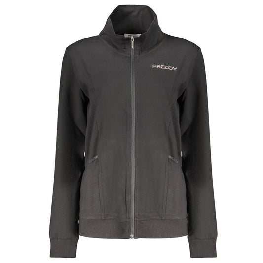 Freddy Black Cotton Zip-Up Sweatshirt