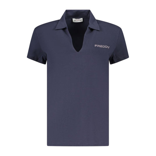 Freddy Blue Cotton Sportswear T-Shirt – V-Neck with Contrast Details