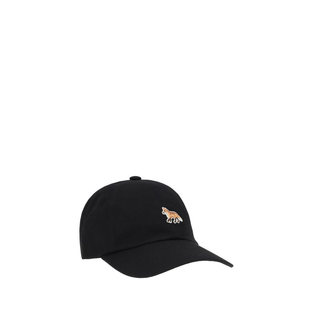 Maison Kitsuné Black Cotton Cap - Fox Baseball Hat