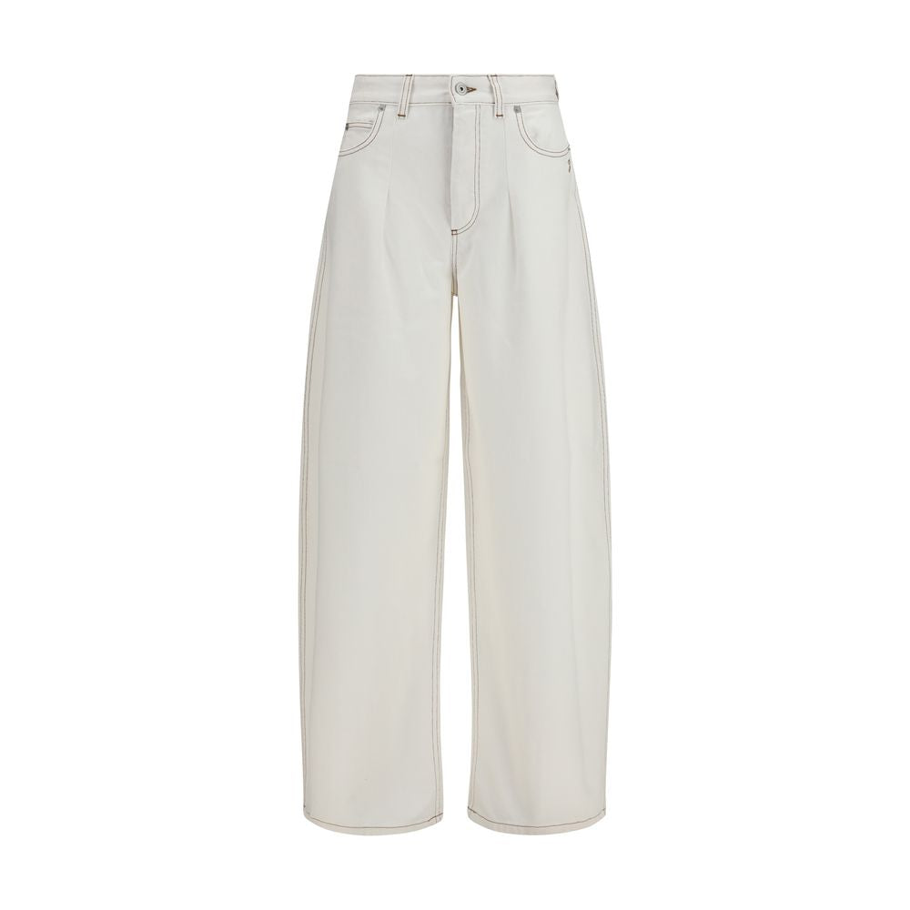 Jacquemus White Cotton High-Waisted Ovalo Jeans