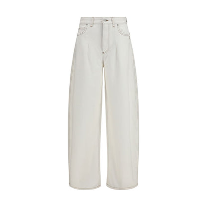 Jacquemus White Cotton High-Waisted Ovalo Jeans