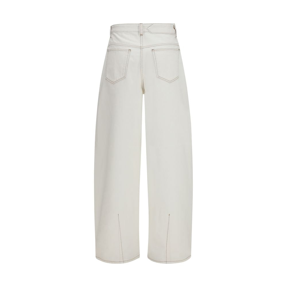 Jacquemus White Cotton High-Waisted Ovalo Jeans