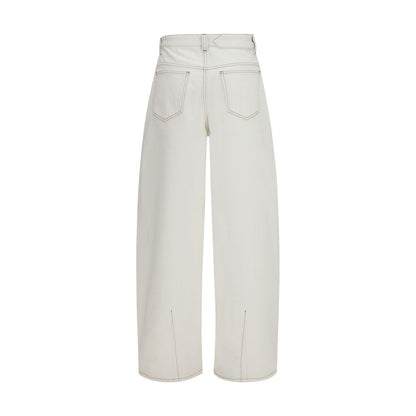 Jacquemus White Cotton High-Waisted Ovalo Jeans
