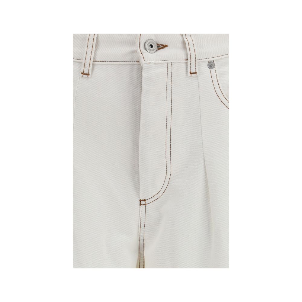 Jacquemus White Cotton High-Waisted Ovalo Jeans