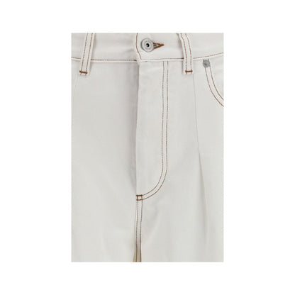 Jacquemus White Cotton High-Waisted Ovalo Jeans