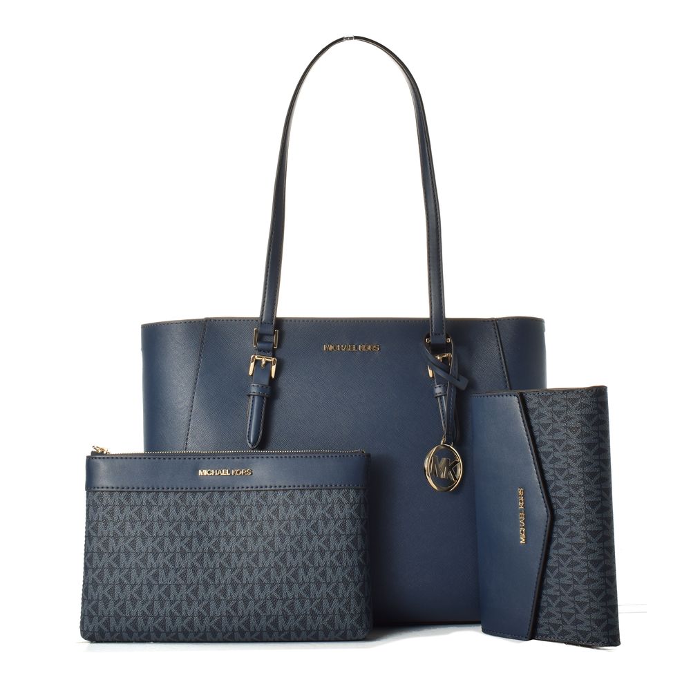 Michael Kors Blue Leather Tote Bag - Stylish and Versatile