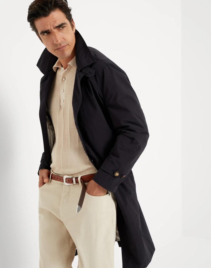 Brunello Cucinelli Blue Polyester Trench Coat