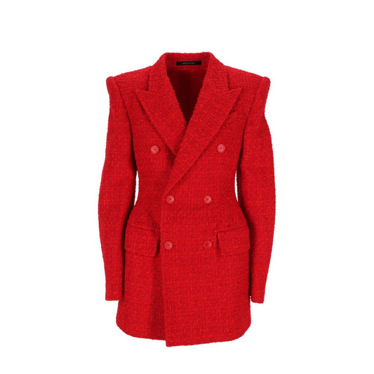 Balenciaga Red Hourglass Tweed Blazer Jacket