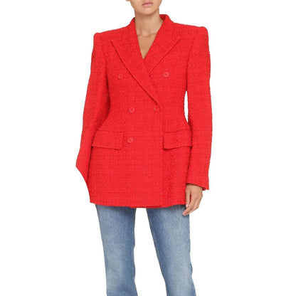 Balenciaga Red Hourglass Tweed Blazer Jacket